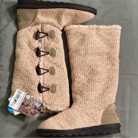 Muk Luks Felicity Boots-Blush Pink Knit-Women Size 10 - Picture 6 of 11
